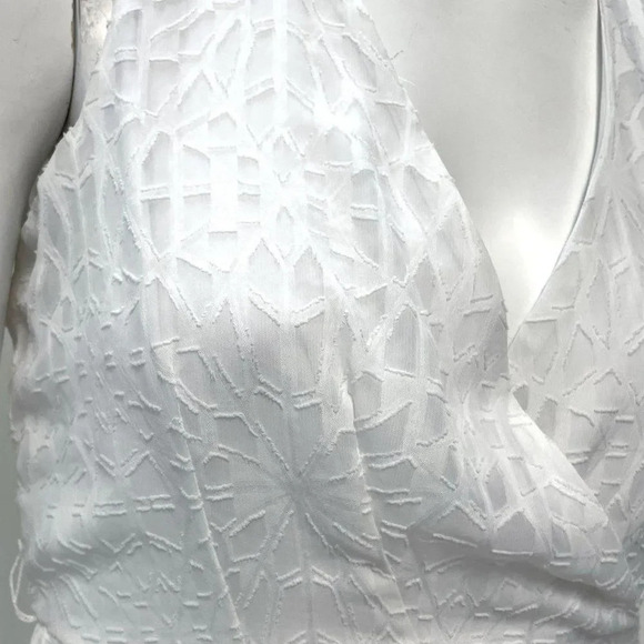 NWT Hugo Boss White High Low Hem Deep V‎ Neck Dress Women's Size 10 - Picture 2 of 6